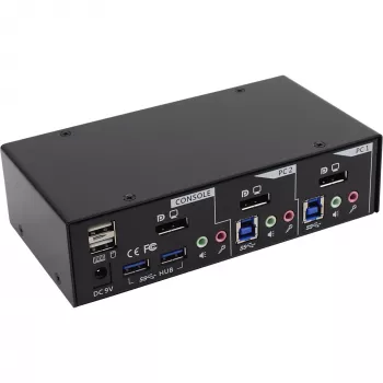 InLine Desktop KVM Slēdzis 2 Porti DisplayPort USB 3.0 Hub ar Audio