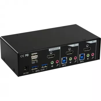 InLine Desktop KVM slēdzis, 2 porti, HDMI, USB 3.0 Hub, ar audio