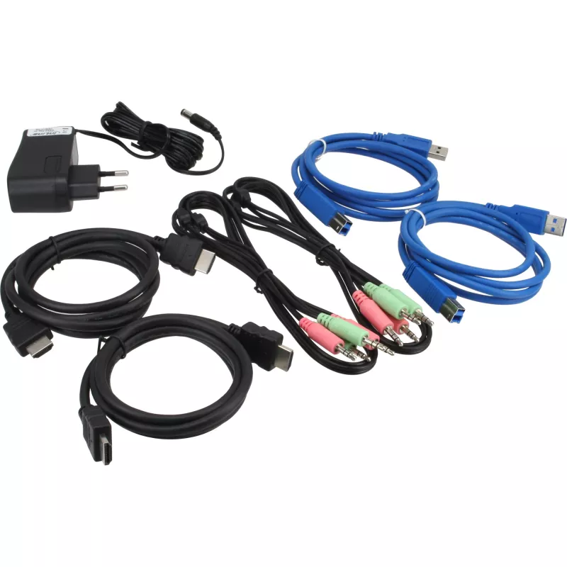 InLine Desktop KVM slēdzis, 2 porti, HDMI, USB 3.0 Hub, ar audio
