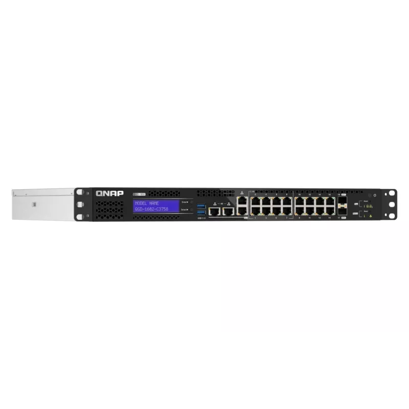 QNAP QGD-1602-C3758-16G pārvaldāms tīkla slēdzis L2 2.5G Ethernet (100/1000/2500) Melns, Pelēks