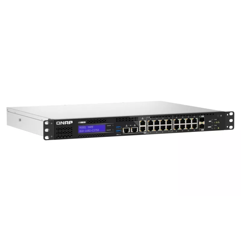 QNAP QGD-1602-C3758-16G pārvaldāms tīkla slēdzis L2 2.5G Ethernet (100/1000/2500) Melns, Pelēks