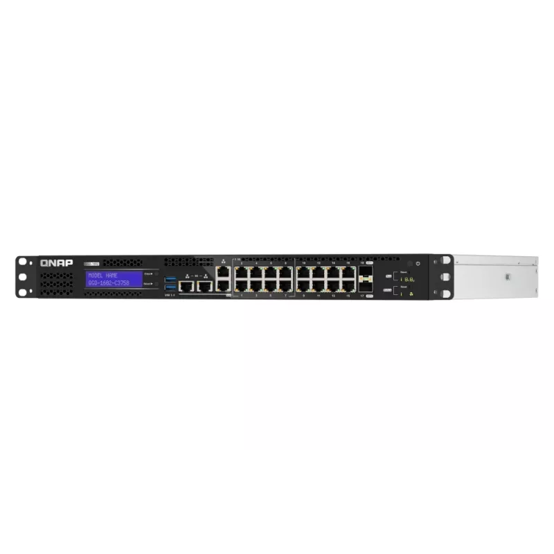 QNAP QGD-1602-C3758-16G pārvaldāms tīkla slēdzis L2 2.5G Ethernet (100/1000/2500) Melns, Pelēks