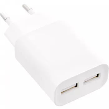 InLine USB Lādētājs DUO, 2 Porti 100-240VAC uz 5V / 2.1A balts