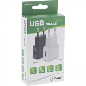 InLine USB barošanas adapteris Single 31504S 100-240V uz 5V/1,2A melns