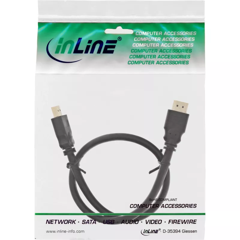 InLine HDMI kabelis, High Speed HDMI, vīrietis/vīrietis, melns, zeltīti kontakti, 10 m