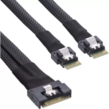 InLine Slim SAS kabelis, SFF-8654 8i uz 2x SFF-8654 4i, 0.5m