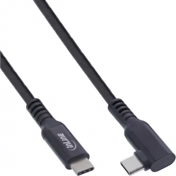 InLine USB 3.2 Gen.1 kabelis, USB Type-C vīriešu/vīriešu leņķveida VR, melns, 5m