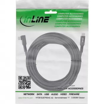 InLine USB 3.2 Gen.1 kabelis, USB Type-C vīriešu/vīriešu leņķveida VR, melns, 5m