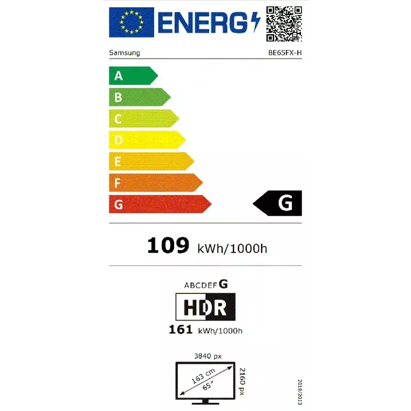 Samsung BE65FX-H digitālās izkārtnes plakanais panelis 165,1 cm (65 collas) LED Wi-Fi 4K Ultra HD Melns ar iebūvētu Tizen procesoru