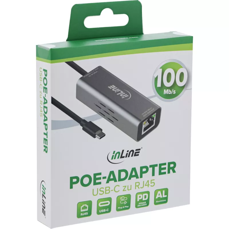 InLine 33380J adapteris USB-C uz RJ-45 PoE