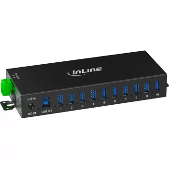 InLine 35396C rūpnieciskais USB centrmezgls USB 3.2 Gen 1 Type-B 5000 Mbit/s Melns