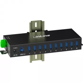 InLine 35396C rūpnieciskais USB centrmezgls USB 3.2 Gen 1 Type-B 5000 Mbit/s Melns