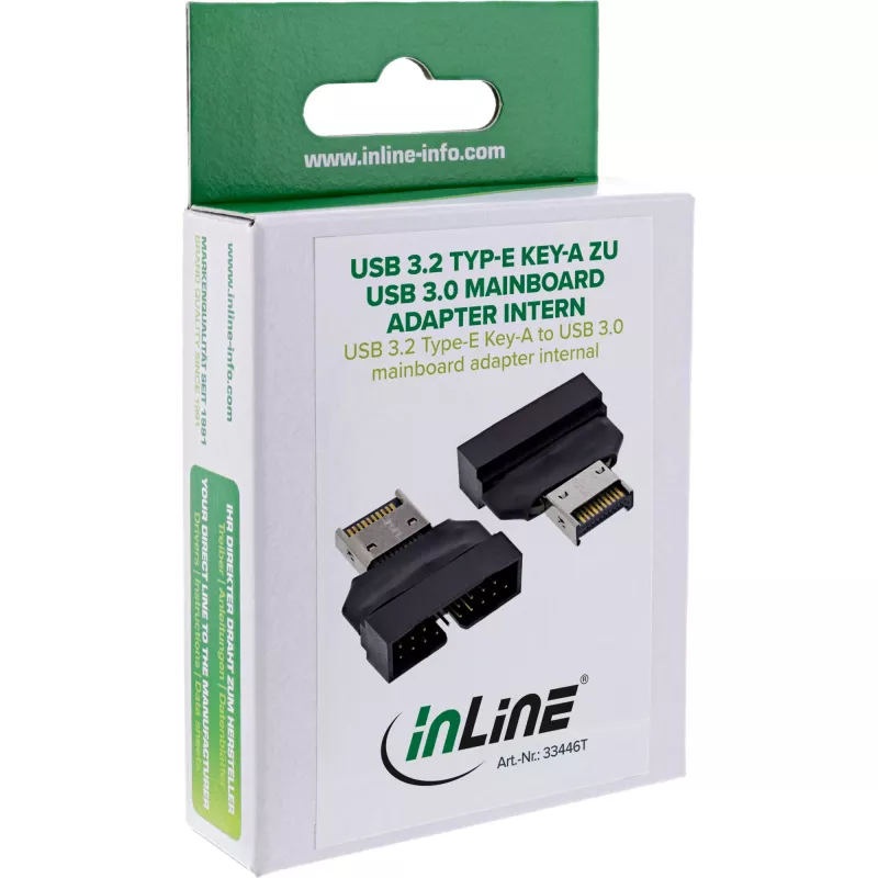 InLine 33446T dzimuma mainītājs USB Type-E Key A, 20-pin USB 3.0 header, 19-pin Melns