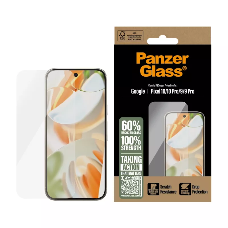 PanzerGlass® Ekrāna aizsargs Google Pixel 10 / 10 Pro 5G / 9 5G / 9 Pro 5G – Classic Fit