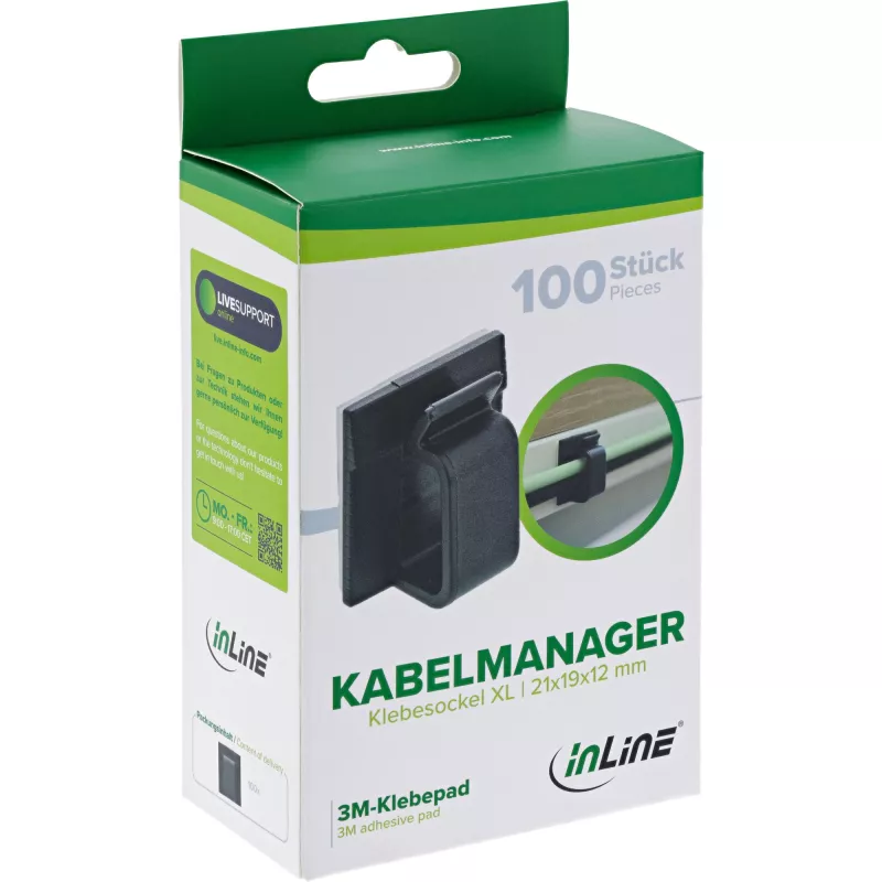 InLine 59971H kabeļu āķis universāls melns 100 gab.