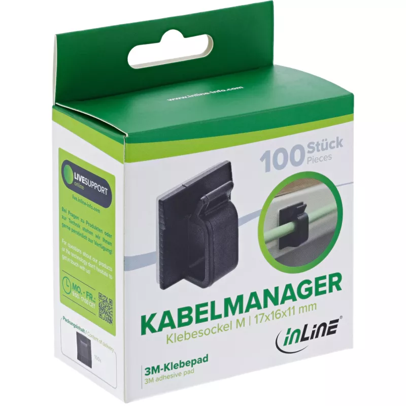 InLine 59971G kabeļa āķis universāls melns 100 gab.