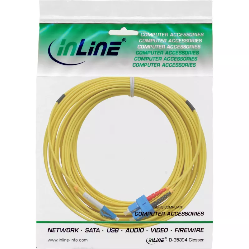 Optiskā šķiedras dupleksā kabelis LC/SC 9/125µm OS2 2m InLine 88656D