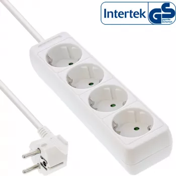 InLine Pagarinātājs 4 kontaktligzdas ar zemējumu CEE 7/3, balts, 3m