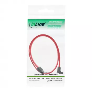 InLine SATA kabelis ar 90° leņķi un fiksatoriem 0,7 m sarkans
