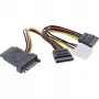 InLine SATA barošanas adaptera kabelis vīrišķais uz sievišķo uz 2x SATA + 4 kontaktu Molex barošanu