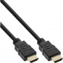 InLine High Speed HDMI kabelis ar Ethernet, M/M, melns, zeltīti kontakti, 0.5m