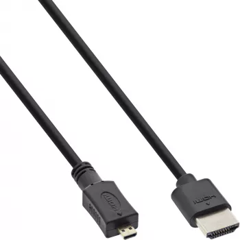 InLine High Speed HDMI kabelis ar Ethernet, AM/DM, super plāns, melns/zelta, 1,5m