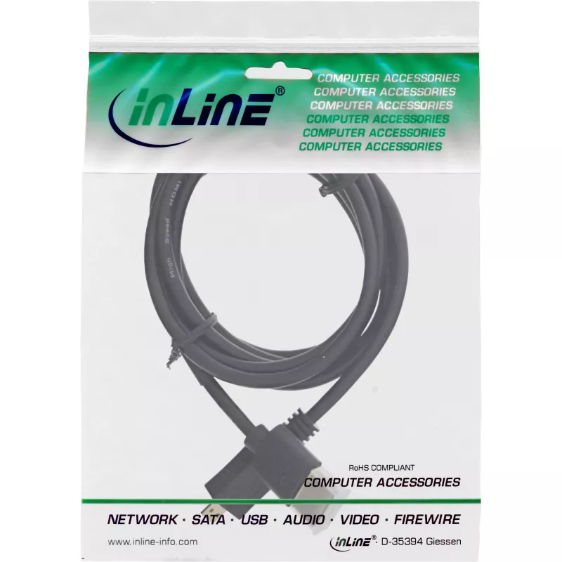 InLine High Speed HDMI kabelis ar Ethernet, AM/DM, super plāns, melns/zelta, 1,5m