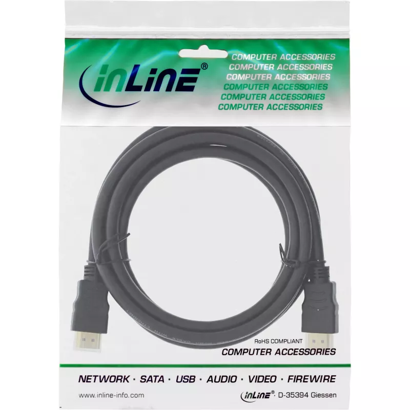 InLine High Speed HDMI kabelis ar Ethernet Premium 4K2K vīrietis / vīrietis melns 2.5m