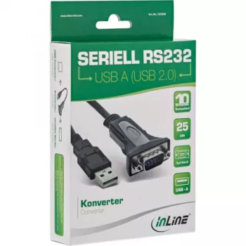 USB 2.0 uz seriālo adaptera kabelis InLine 33306I 0.25m Melns