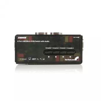 StarTech.com 4 Portu USB KVM Slēdzis Komplekts ar Kabeļiem un Audio Melns