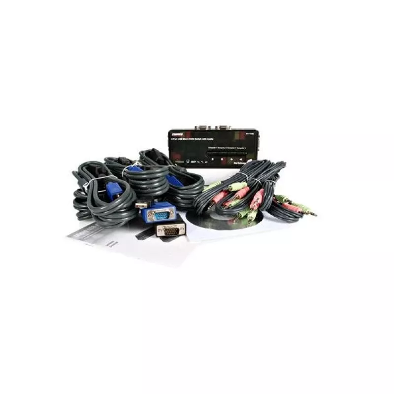 StarTech.com 4 Portu USB KVM Slēdzis Komplekts ar Kabeļiem un Audio Melns