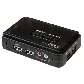 StarTech.com 2 portu melns USB KVM slēdzis komplektā ar audio un kabeļiem