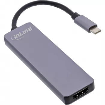 InLine Multi-hub USB 3.2 Gen.1, 2x USB-A, HDMI 4K/30Hz, karšu lasītājs, alumīnijs, pelēks