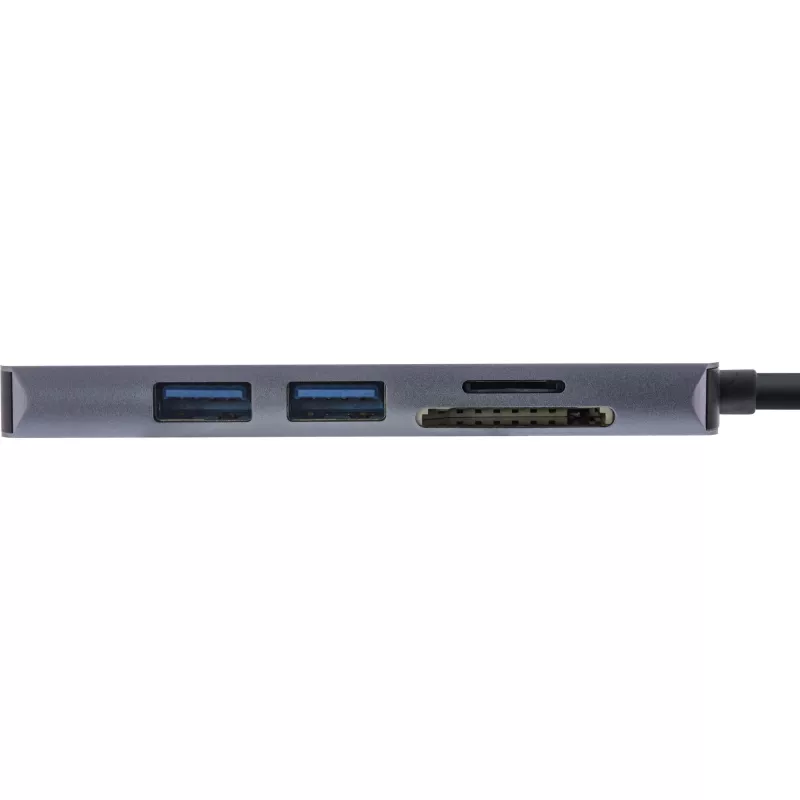 InLine Multi-hub USB 3.2 Gen.1, 2x USB-A, HDMI 4K/30Hz, karšu lasītājs, alumīnijs, pelēks