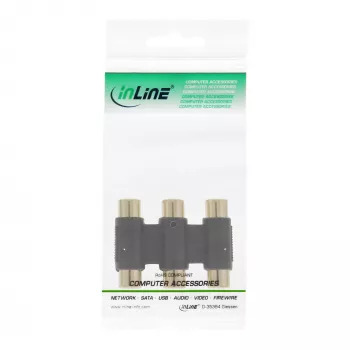 InLine Audio Adapteris 3x RCA sievišķā / sievišķā, apzeltīts, 99319