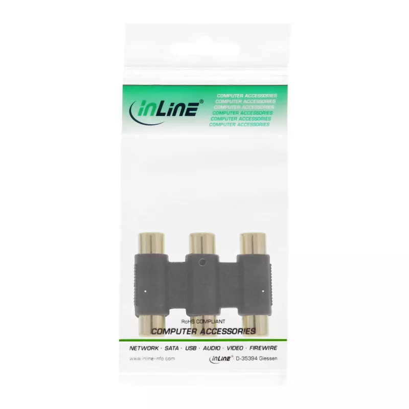 InLine Audio Adapteris 3x RCA sievišķā / sievišķā, apzeltīts, 99319