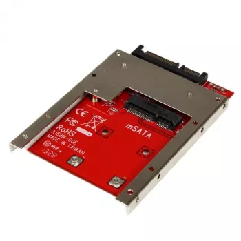 StarTech.com mSATA SSD uz 2,5 collu SATA adapteris, SATA, mSATA, Melns, Sarkans, Sudrabs, CE, FCC, 6 Gbit/s, -40 - 85 °C