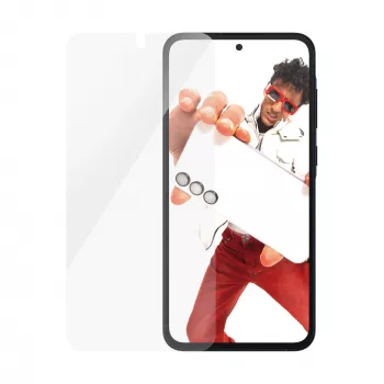 Stikla aizsargplēve PanzerGlass SAFE Samsung Galaxy A55 5G — Īpaši plata pielāgošana, skrāpējumu un triecienu izturīga, 50 gab.