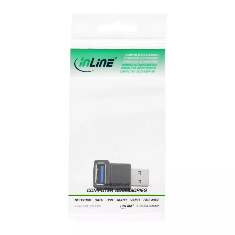 USB 3.0 Adapteris A tipa tēviņš / A tipa mātīte leņķa 90° InLine 35300R
