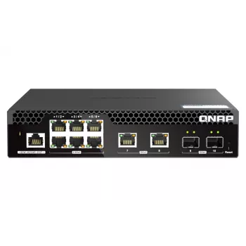QNAP QSW-M2106R-2S2T tīkla slēdzis, pārvaldāms L2, 10G Ethernet (100/1000/10000), 1U, melns