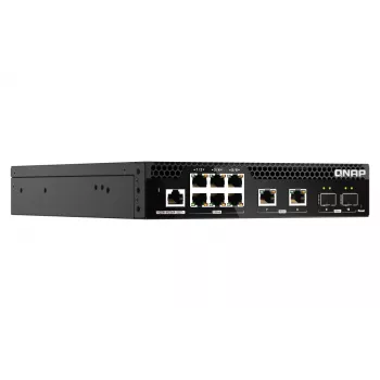 QNAP QSW-M2106R-2S2T tīkla slēdzis, pārvaldāms L2, 10G Ethernet (100/1000/10000), 1U, melns