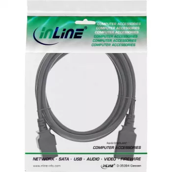 InLine barošanas kabelis C19 / C20 3-pin IEC sievišķais / vīrišķais melns 0.5m