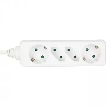 InLine pagarinātājs ar kontaktligzdām, 4 vietas, 2x CEE7/3 + 2x Euro CEE 7/16, balts, 3m