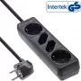InLine Pagarinātājs, 4 kontaktligzdas, 2x CEE7/3 + 2x Euro CEE 7/16, melns, 1.5m