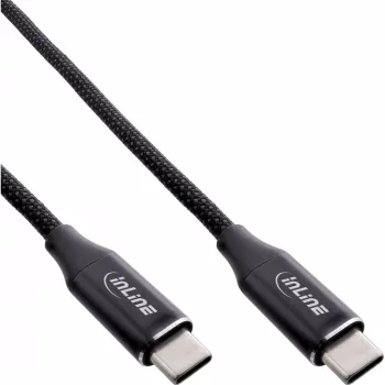 InLine magnētiskais USB-C kabelis, USB-C vīriešu/vīriešu, 100W, melns, 1.5m