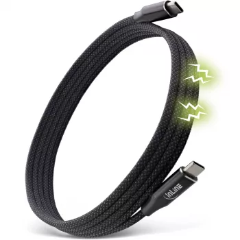 InLine magnētiskais USB-C kabelis, USB-C vīriešu/vīriešu, 100W, melns, 1.5m