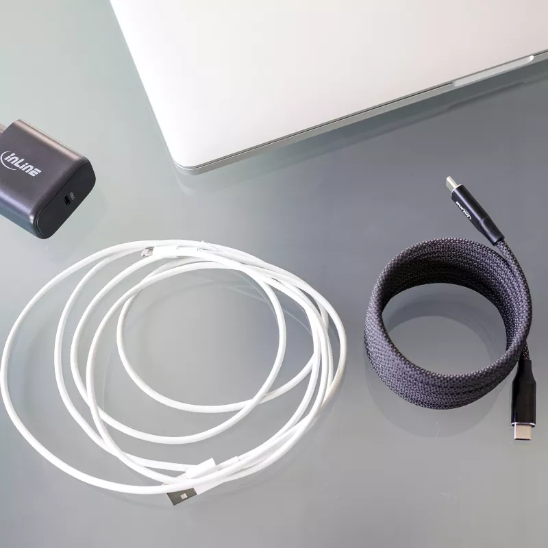 InLine magnētiskais USB-C kabelis, USB-C vīriešu/vīriešu, 100W, melns, 1.5m