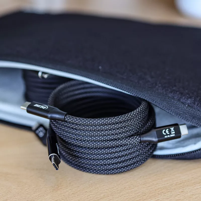 InLine magnētiskais USB-C kabelis, USB-C vīriešu/vīriešu, 100W, melns, 1.5m