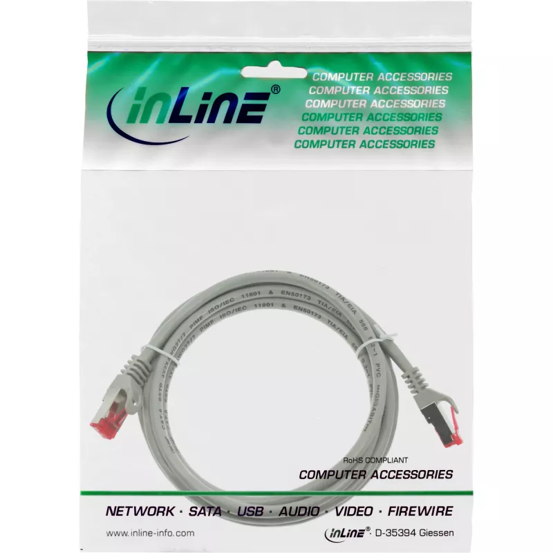 InLine Patch Kabelis S/FTP PiMF Cat.6 250MHz PVC varš pelēks 1m