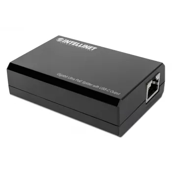 Intellinet PoE Sadalītājs ar USB-C Izvadu, PoE++ / 4PPoE, Gigabit Ultra, IEEE 802.3bt, RJ45 Ieejas un Izejas Porti, Līdz 45 W USB-C Izvads